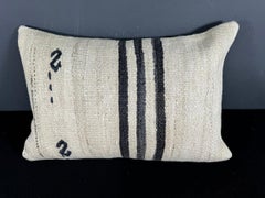 Turkish Hemp Pillow Cushion Natural Beige Black Pillow Cushion Cover  16 "x 24" #30012