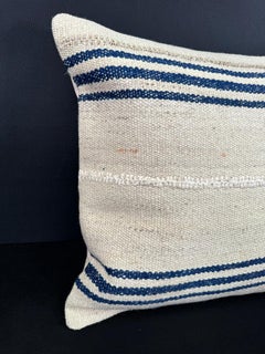 Turkish Hemp Pillow Cushion Natural Beige Blue Cushion Cover 20x20 #18166