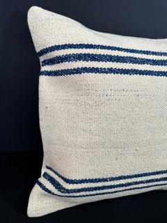Turkish Hemp Pillow Cushion Natural Beige Blue Cushion Cover 20x20 #18176