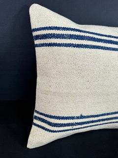 Turkish Hemp Pillow Cushion Natural Beige Blue Cushion Cover  20"x20" #18189