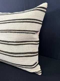 Coussin en chanvre turc, couleur beige naturel et marron foncé, housse de coussin 20 x 20 #30563