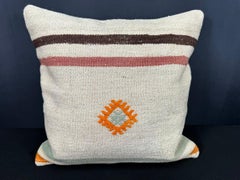 Turkish Hemp Pillow Cushion Natural Beige Orange Cushion Cover 20x20 #30581