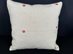 Turkish Hemp Pillow Cushion Natural Beige Red Cushion Cover 20x20 #18173