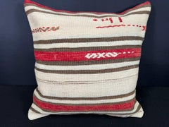 Turkish Hemp Pillow Cushion Natural Beige Red Cushion Cover 20"x20" #30602