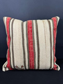 Turkish Hemp Pillow Cushion Natural Beige Red Cushion Cover 20x20 #30678