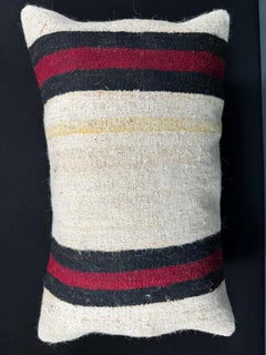 Coussin en chanvre turc, couleur beige naturel et rouge, housse de coussin 16" x 24" #30034