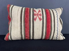 Turkish Hemp Pillow Cushion Natural Beige Red Pillow Cushion Cover 16" x 24" #30176