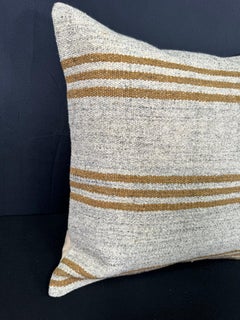 Coussin en chanvre turc - Housse de coussin beige naturel et jaune - 20 x 20 #30620