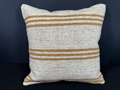 Coussin en chanvre turc - Housse de coussin beige naturel et jaune - 20 x 20 #30620