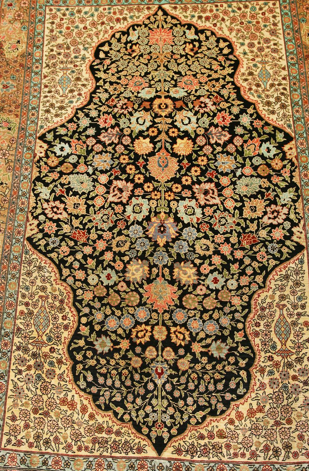 Other Turkish Hereke Shiny Silk Extra Fine Rug, XXI Century For Sale