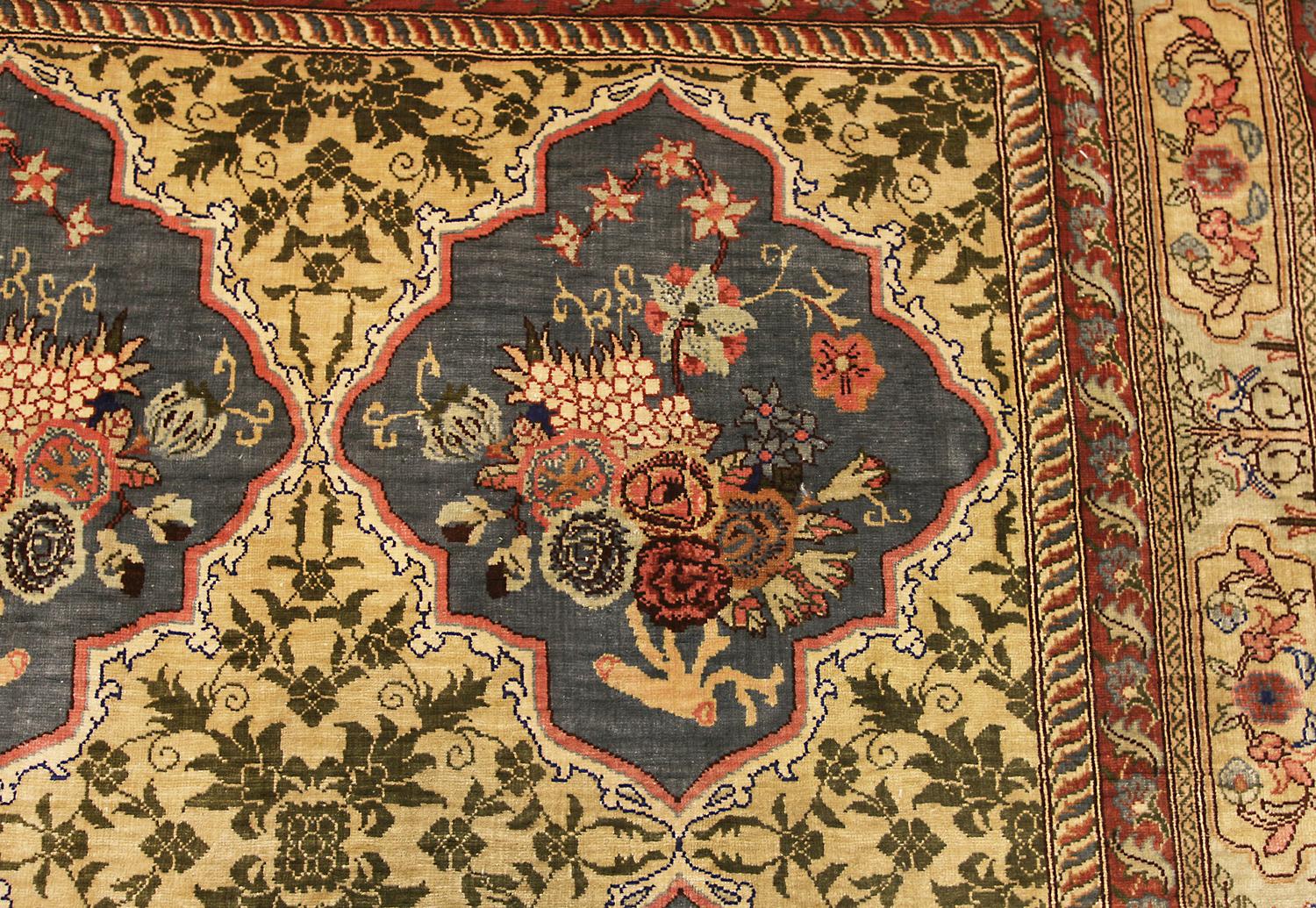 Other Turkish Hereke Silk & Metal Signed Rug, Garden of Paradise, 21st Century For Sale