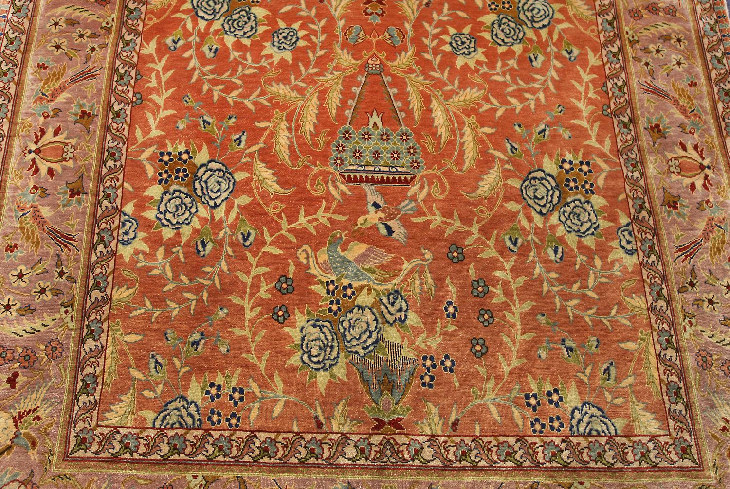 Other Turkish Hereke Silk & Metal Signed Rug with an All-Over Design, XXI Century For Sale