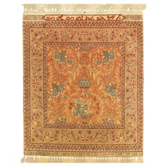 Turkish Hereke Silk & Metal Signed Rug with an All-Over Design, XXI Century