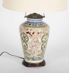 Turkish Iznik Glazed Ceramic Vase Table Lamp
