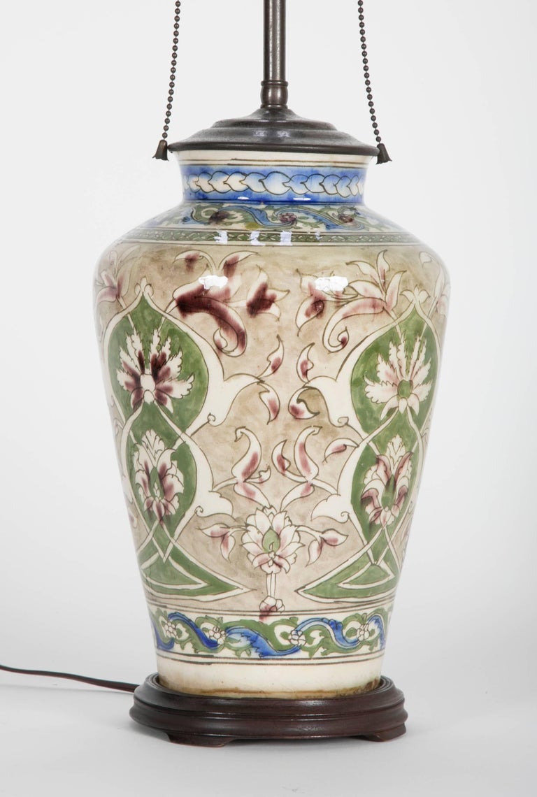 Turkish Iznik Glazed Ceramic Vase Table Lamp at 1stDibs