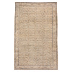 Turkish Kaisary Rug, All-Over Straw Colored Field, Blue Accents, Herati Pattern