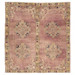 Tappeto turco Kars - Lana annodata a mano - Medaglione floreale rosa polvere e Sage