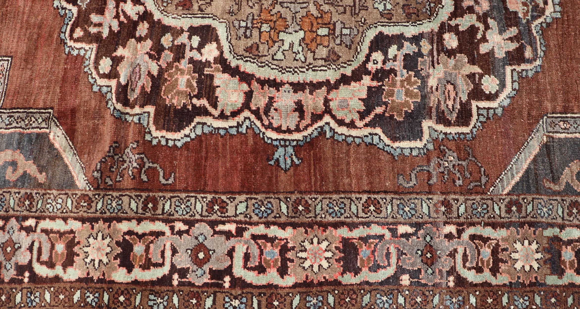 Turkish Kars Rug with Floral Medallion Design in Brown and Earthy Tones  For Sale 4