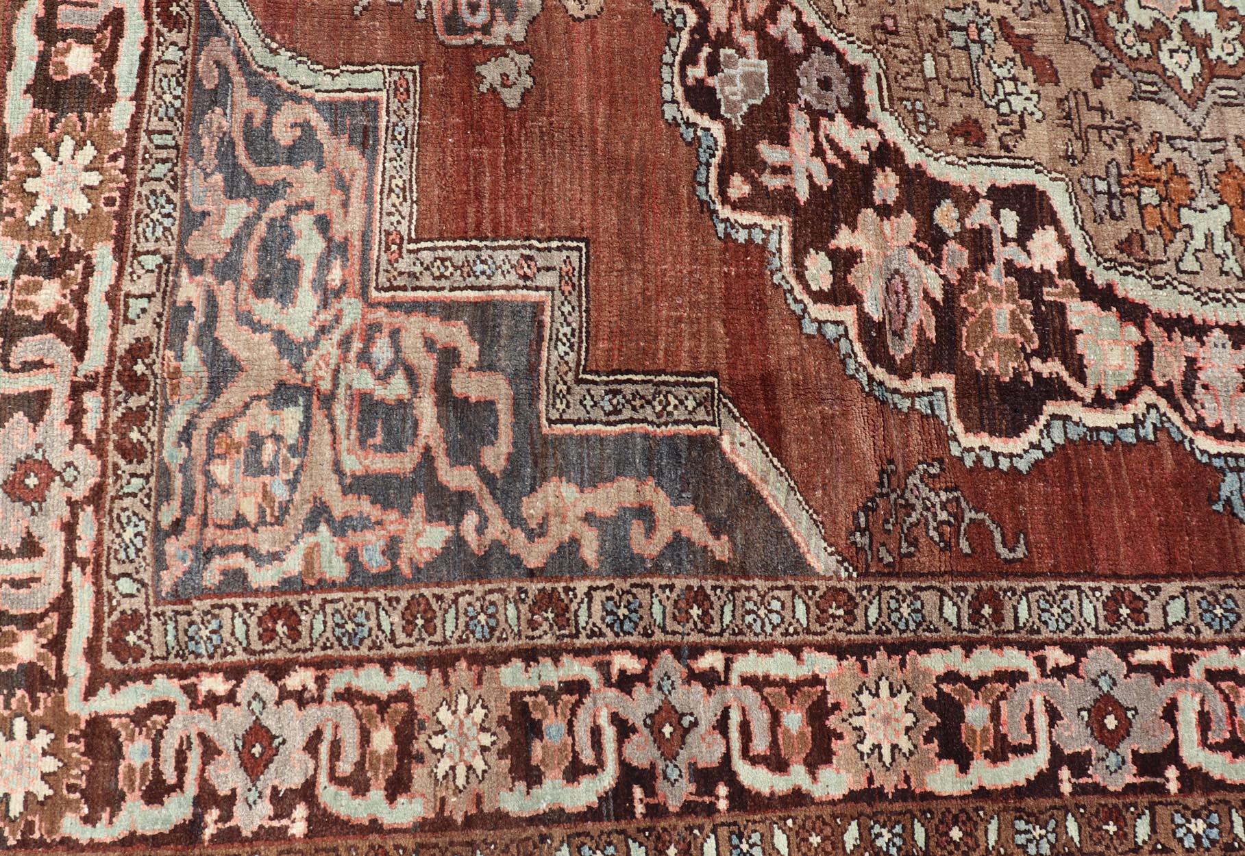 Turkish Kars Rug with Floral Medallion Design in Brown and Earthy Tones  For Sale 5