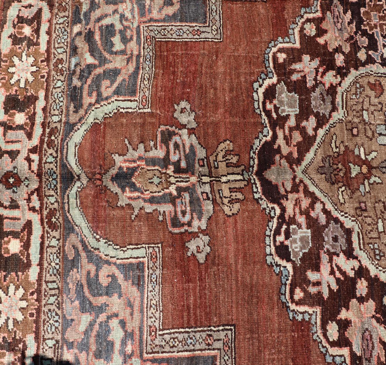Turkish Kars Rug with Floral Medallion Design in Brown and Earthy Tones  For Sale 6