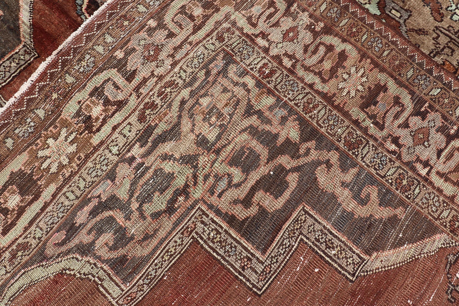 Turkish Kars Rug with Floral Medallion Design in Brown and Earthy Tones  For Sale 8