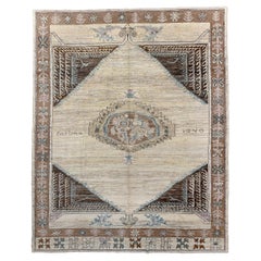 Turkish Kars Rug with Straw Field and Floating Medallion 