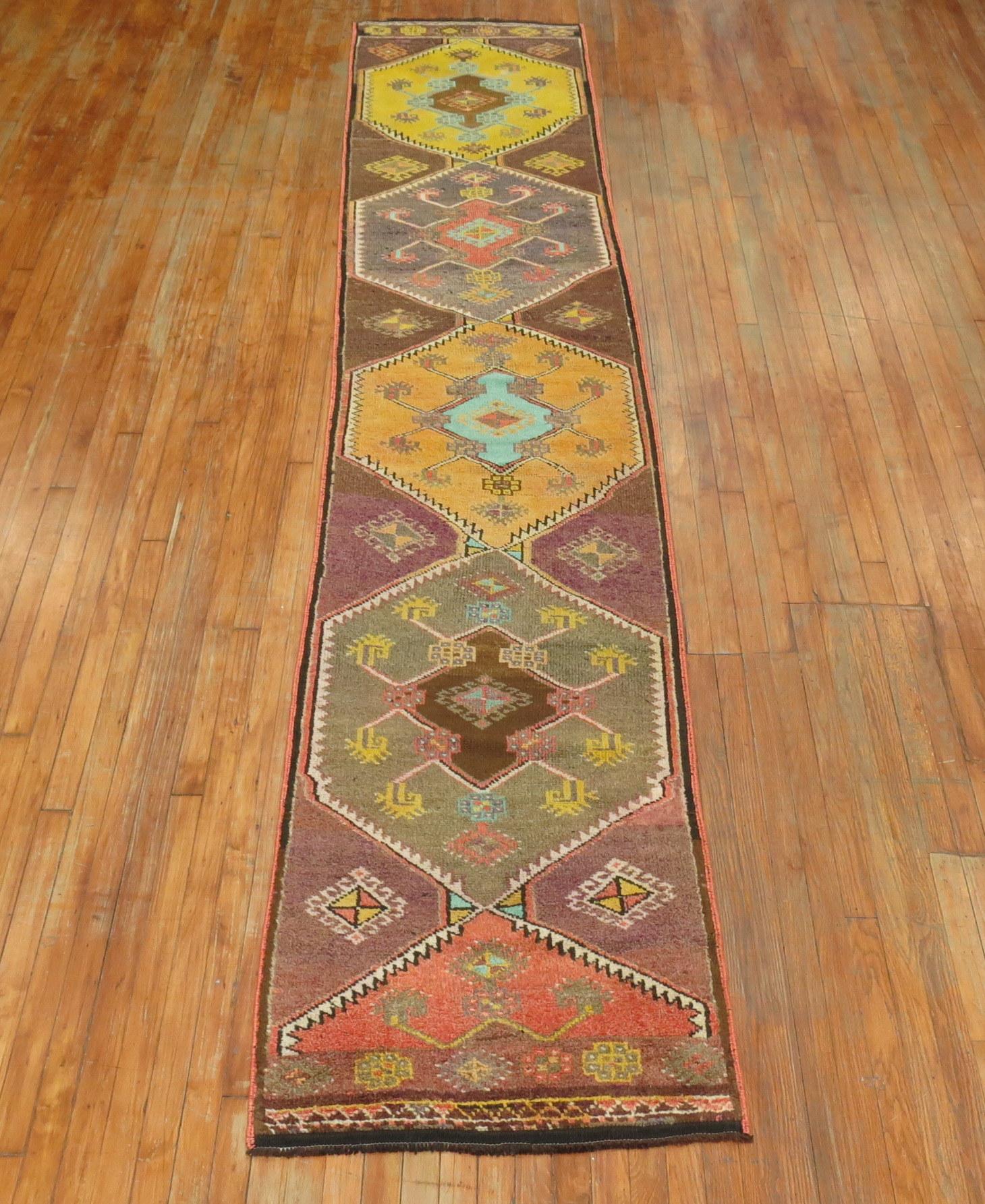 One of a kind, mid-20th century handwoven Turkish village kars runner professionally washed and personally vetted. Ready for everyday use.