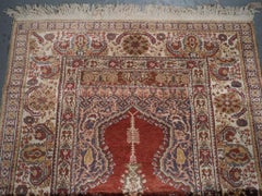 Turkish Kayseri 'Art Silk' Mosque Prayer Rug, C.1960