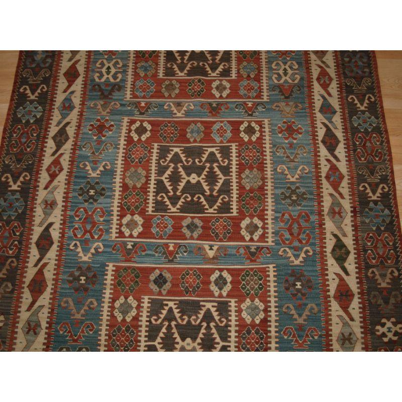 Contemporary Turkish Kayseri Kilim of Recent Production, 19th Century Compartment Design For Sale