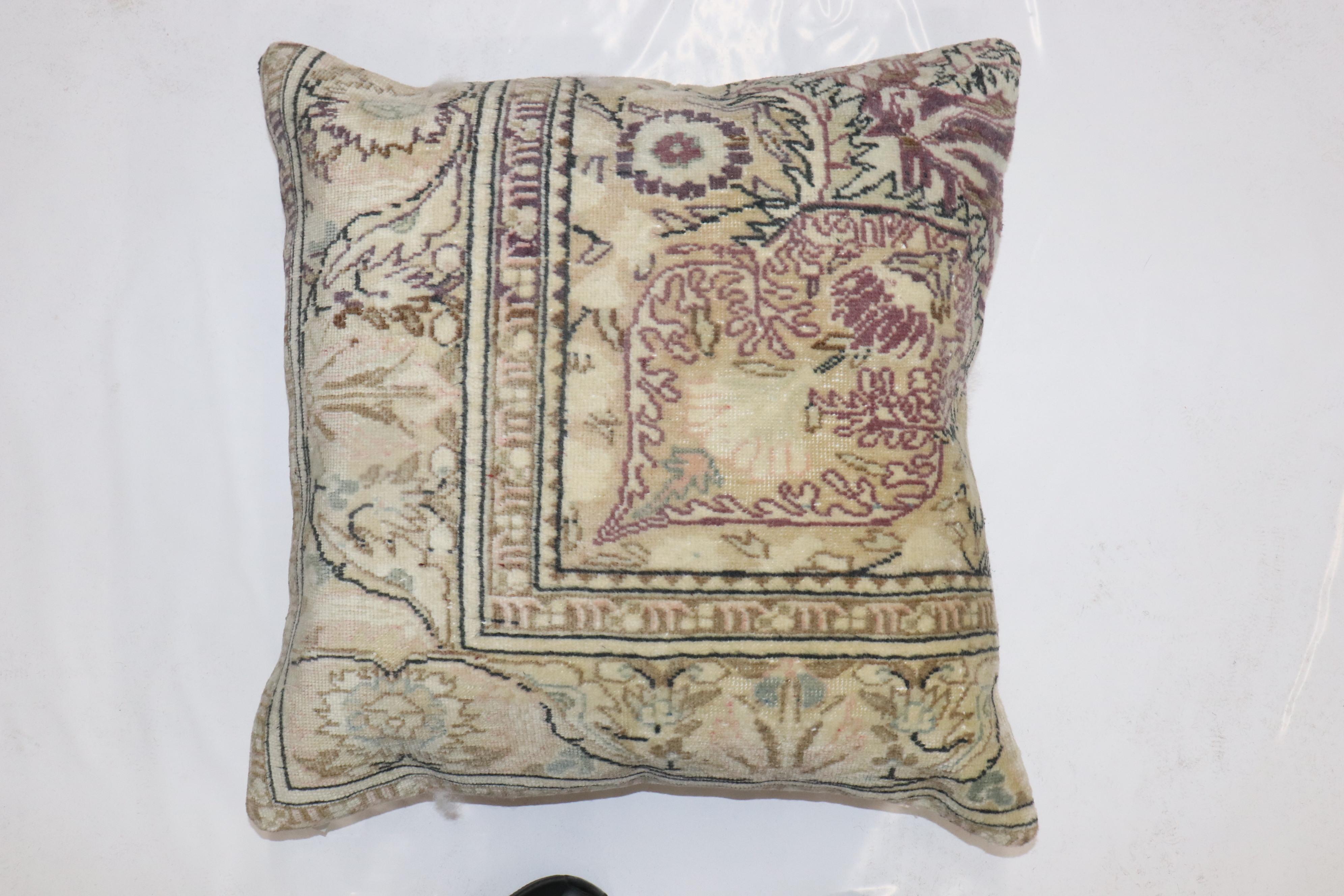 Pillow made from a mid-20th-century Turkish Keysari rug in a bolster size. zipper closure and polyfill insert provided

Measures: 23'' x 24''.