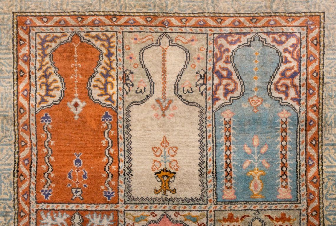 Wool Turkish Kayseri Silk Prayer Rug 3.25' x 2' For Sale