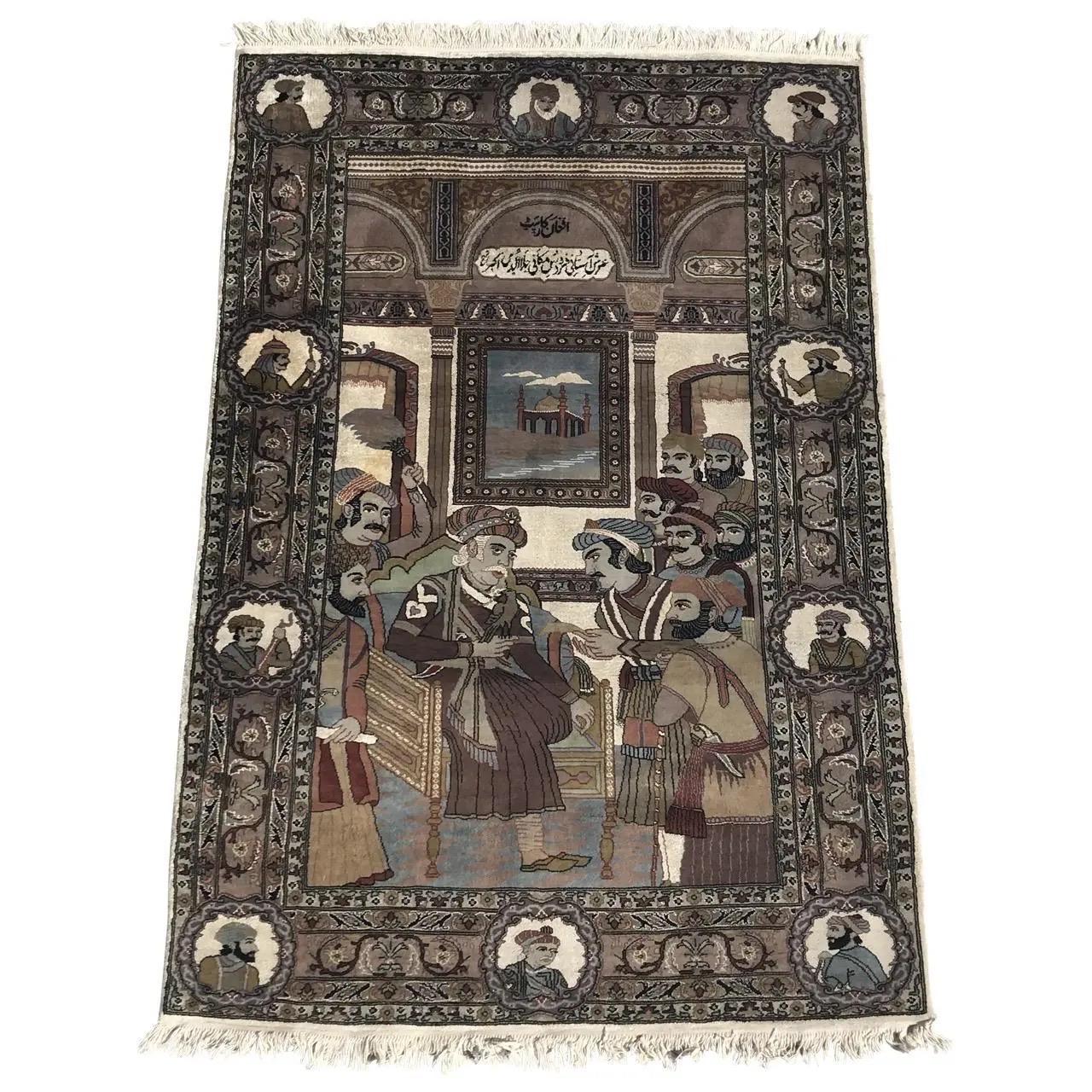 Hand-Knotted Turkish Kechan Style Rug 4'2