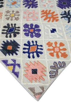 Turkish Kilim Flatweave Gray Handmade Wool Rug 8'5" x 10'7"