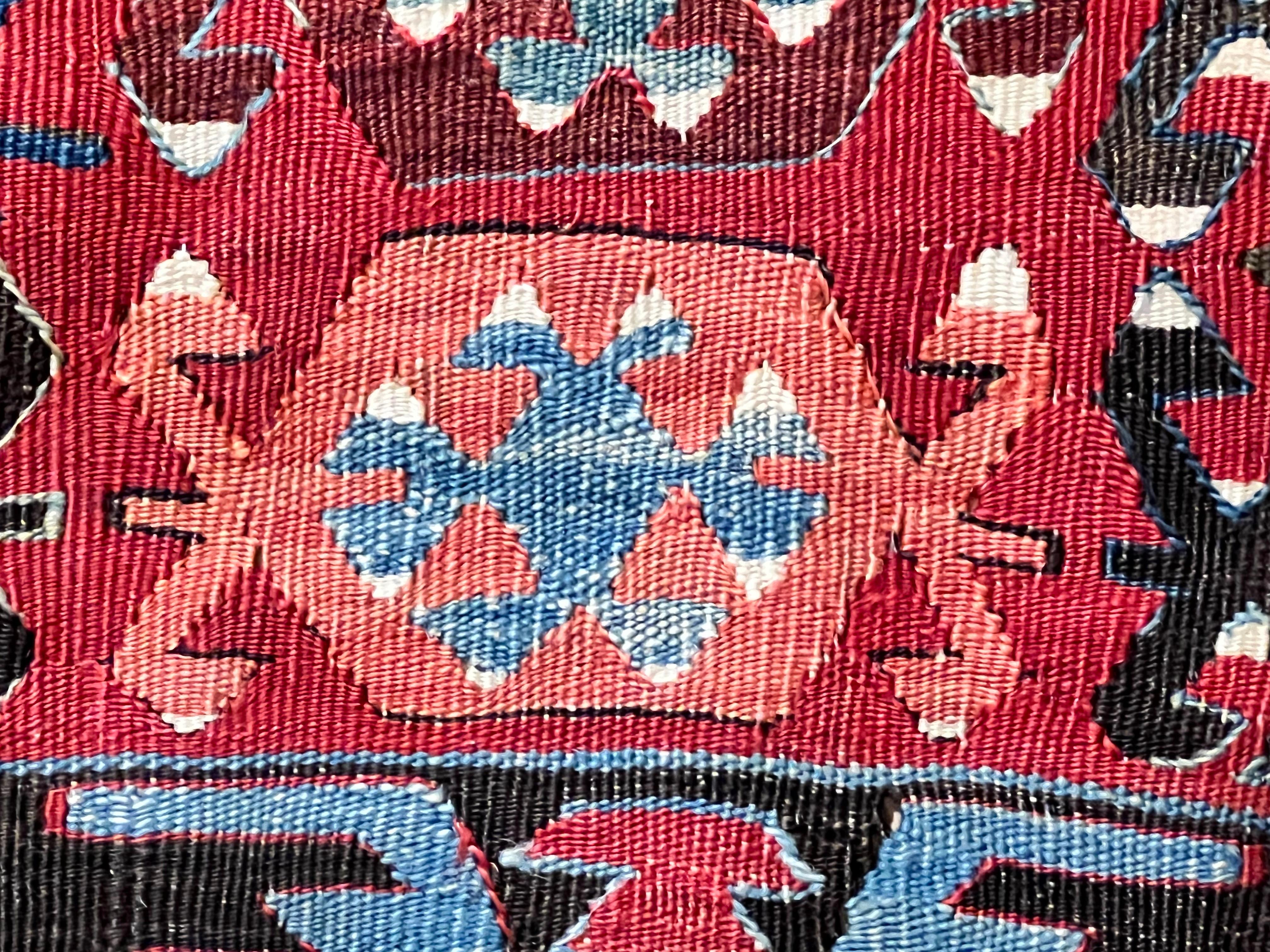Turkish Kilim Konia Light Blue Background Decorated with Ram's Horn For Sale 6
