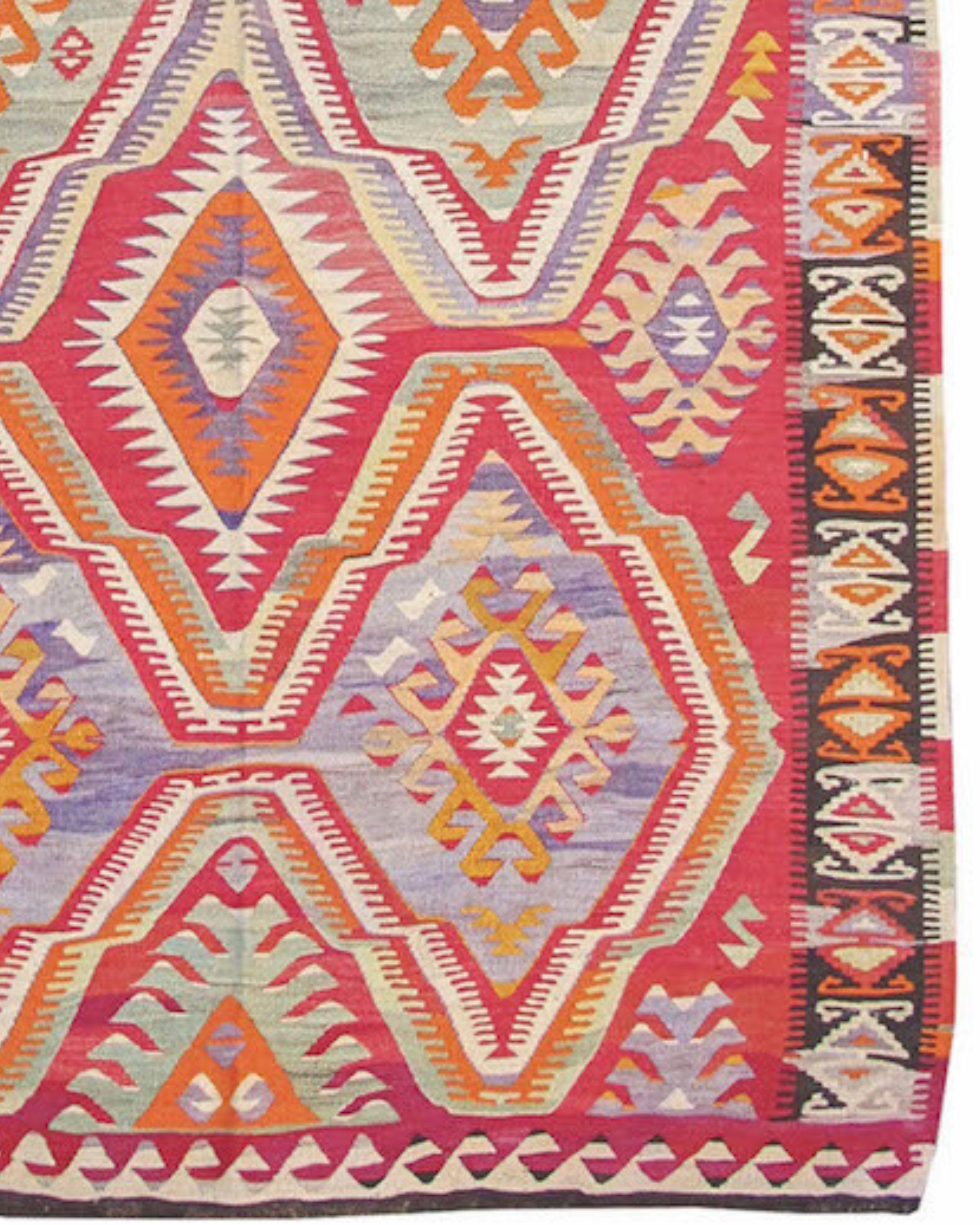Wool Antique Turkish Kilim, Late 19th Century For Sale