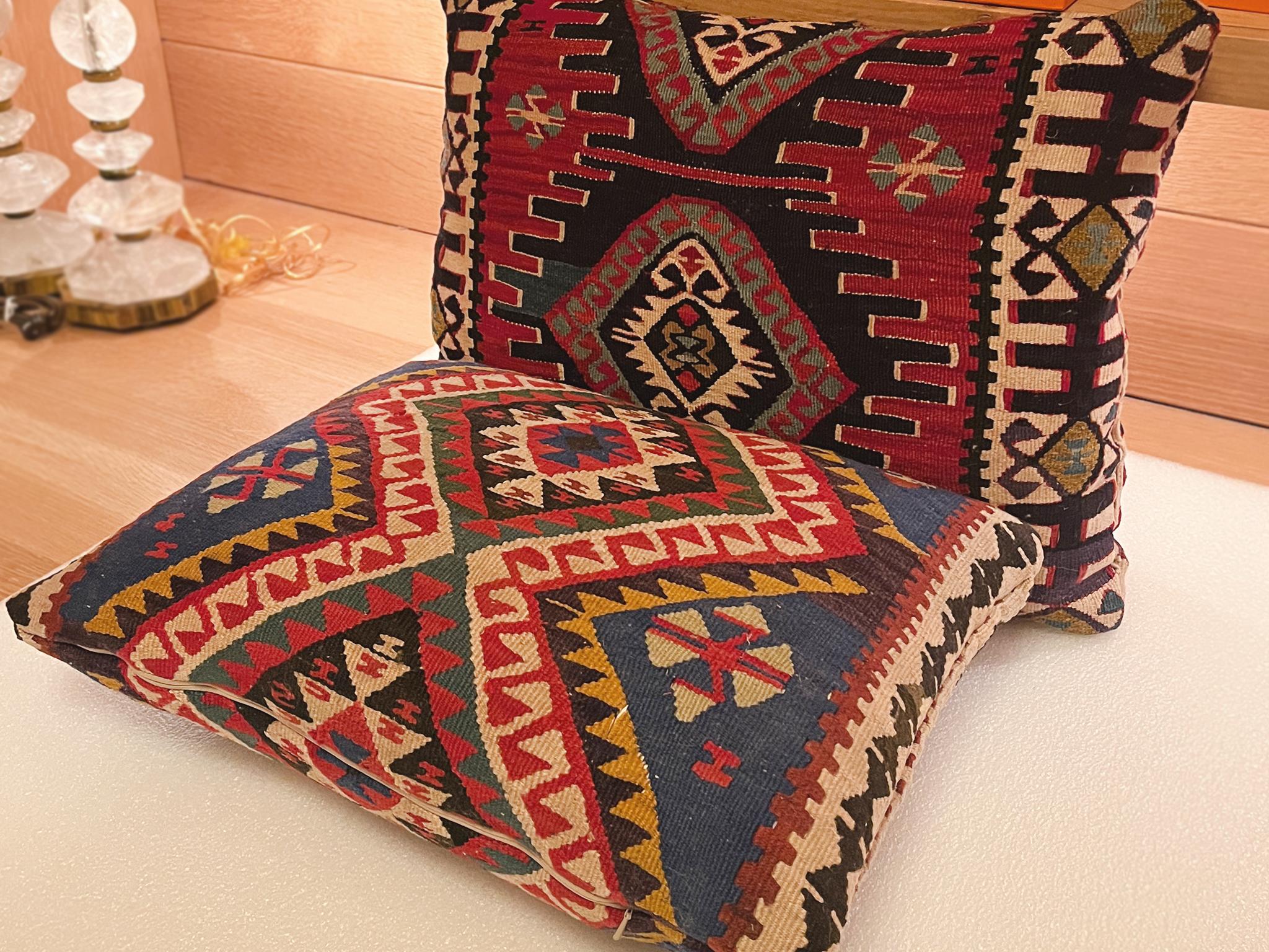 20th Century Turkish Kilim Pillows - a Pair