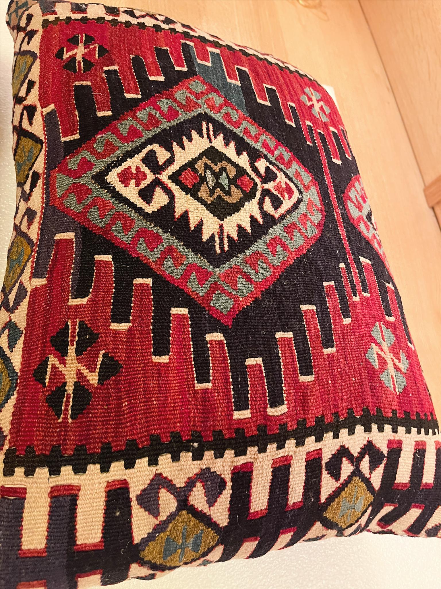 Wool Turkish Kilim Pillows - a Pair