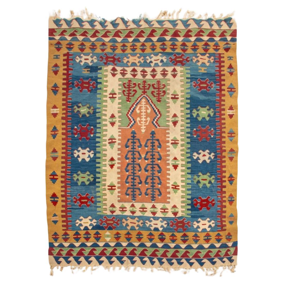 Turkish Kilim Prayer Rug, 5.7' x 3.10' For Sale