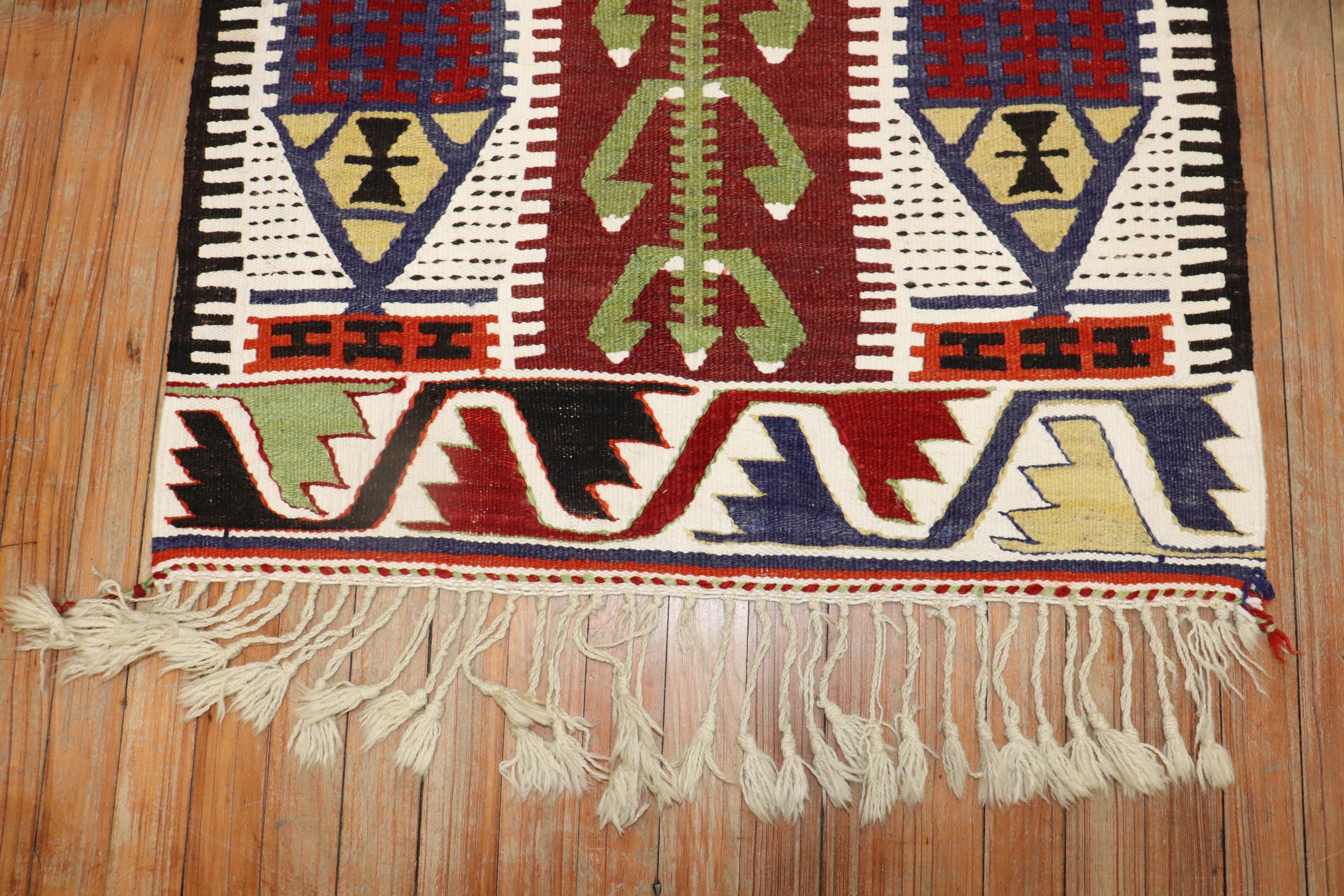 Hand-Woven Turkish Kilim Prayer Scatter Size Rug For Sale