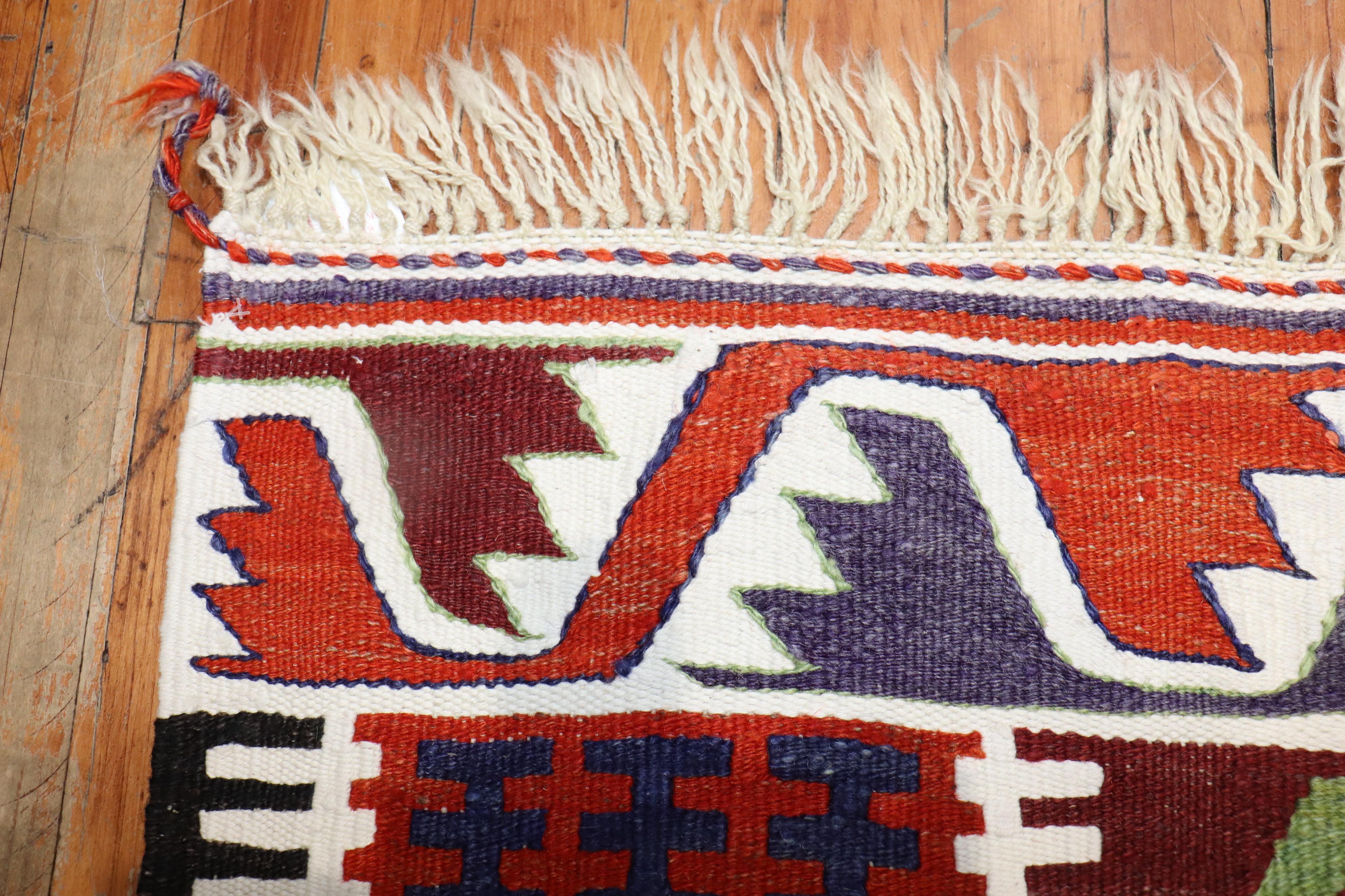Turkish Kilim Prayer Scatter Size Rug In Fair Condition For Sale In New York, NY