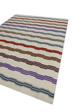 Rug & Kilim turco dell'inizio del XXI secolo in lana multicolore a tessitura piatta 8'6" x 10'9"