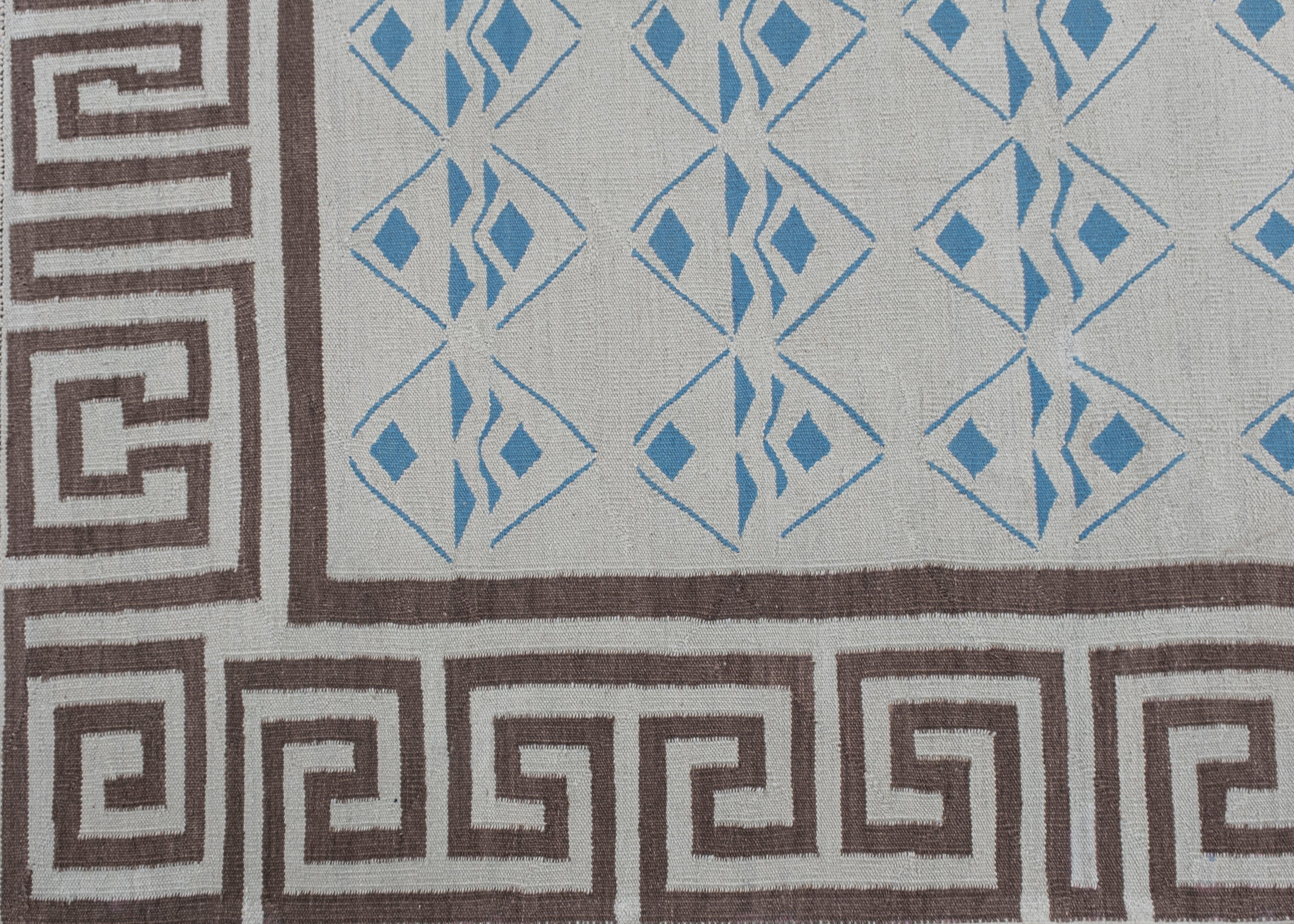 Turco Rug & Kilim turco Orientale fatto a mano a trama piatta 8'2