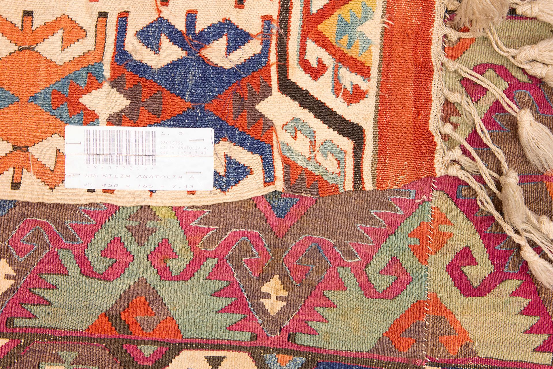 Turkish Kilim Rug Vibrant Design For Sale 5