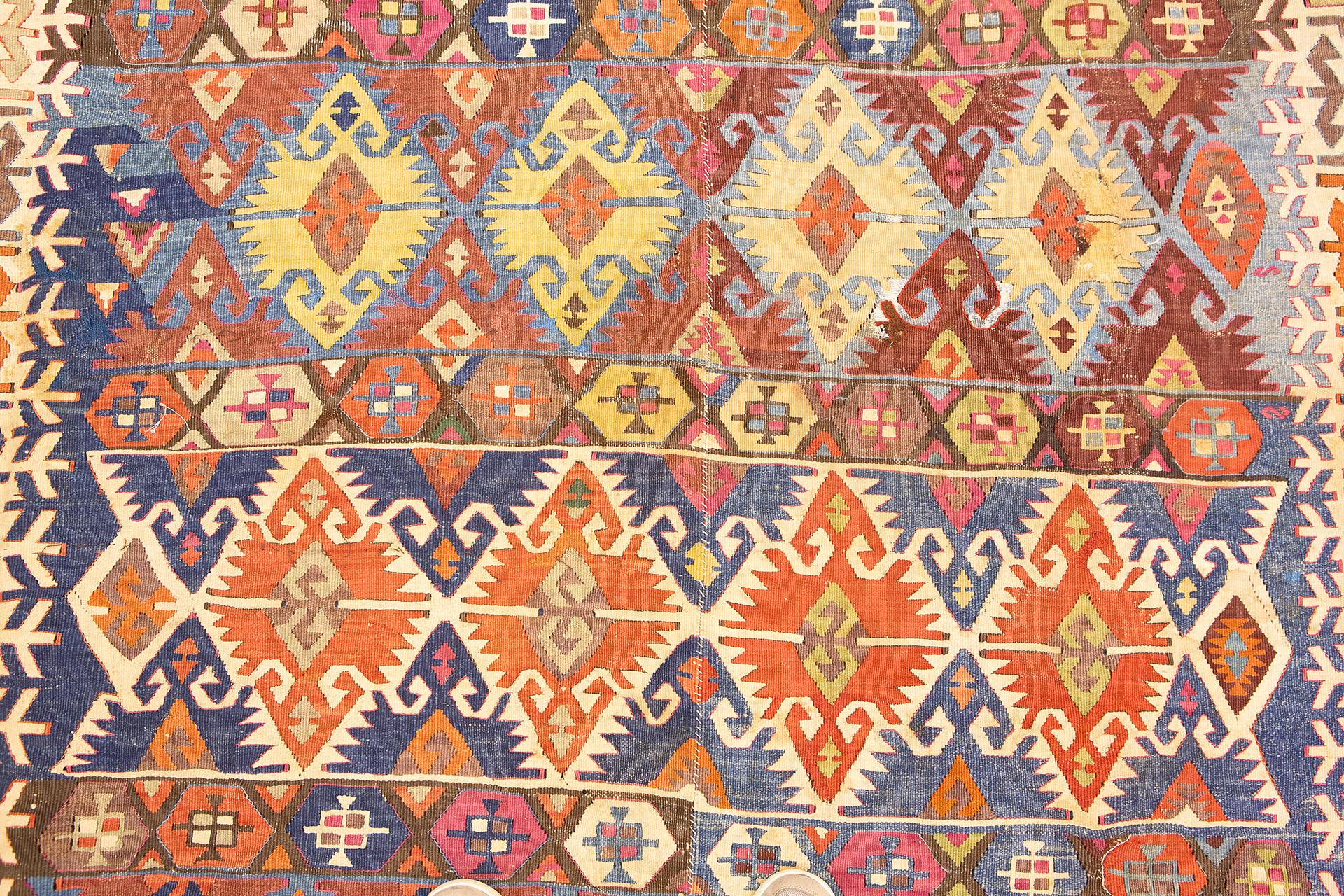 Turkish Kilim Rug Vibrant Design For Sale 2