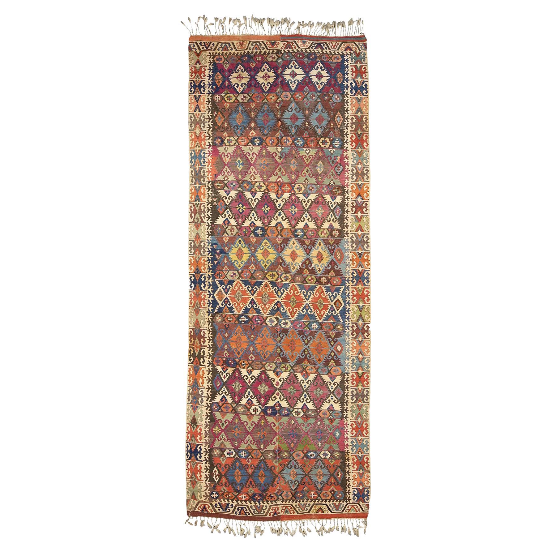 Turkish Kilim Rug Vibrant Design For Sale