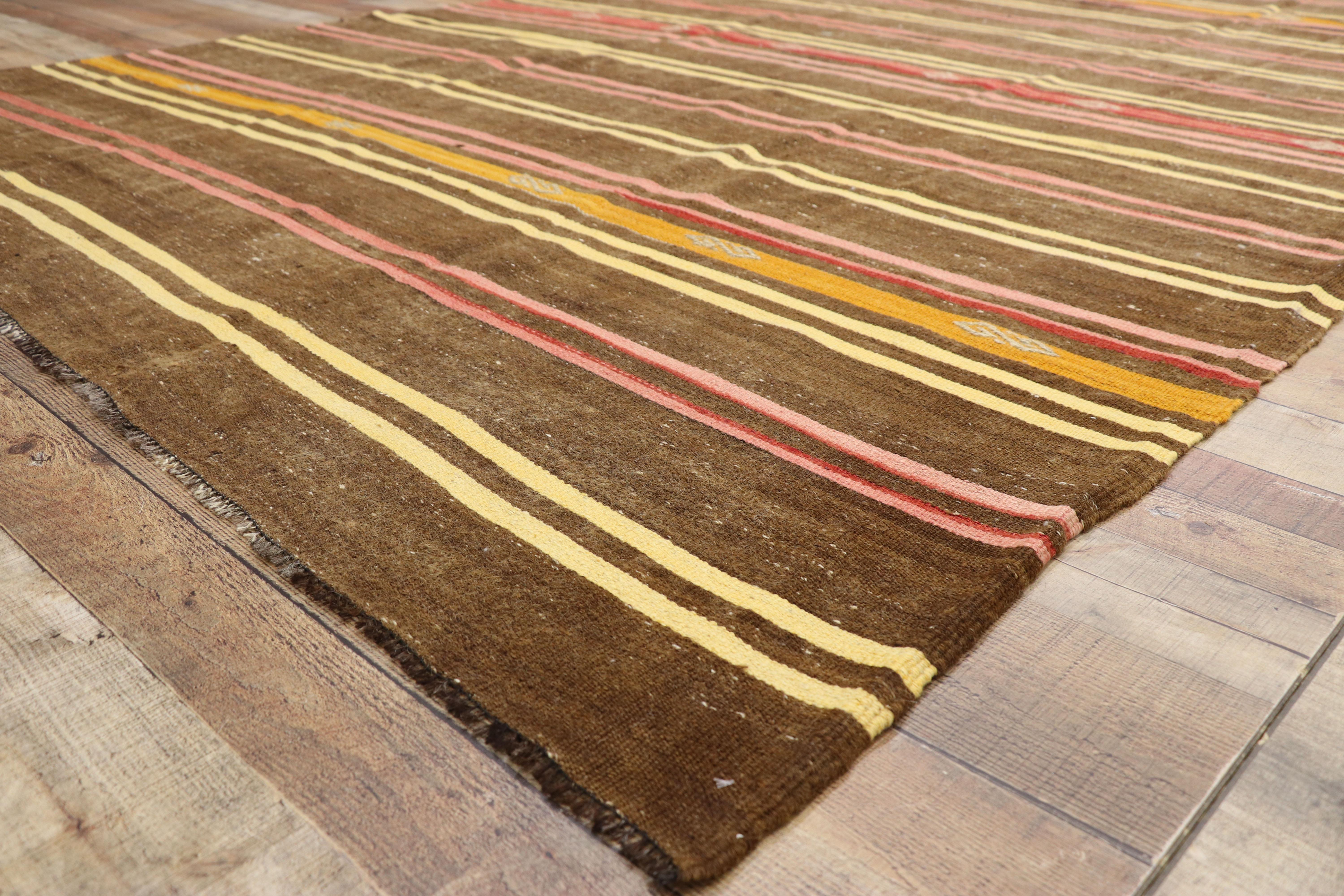Alfombra Kilim turca de los años 50 de estilo tribal bohemio en Bueno estado para la venta en Dallas, TX