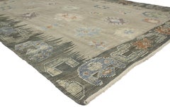 New Turkish Kilim Rug with Bohemian Tribal Style, Flat-weave Gray Souf Rug