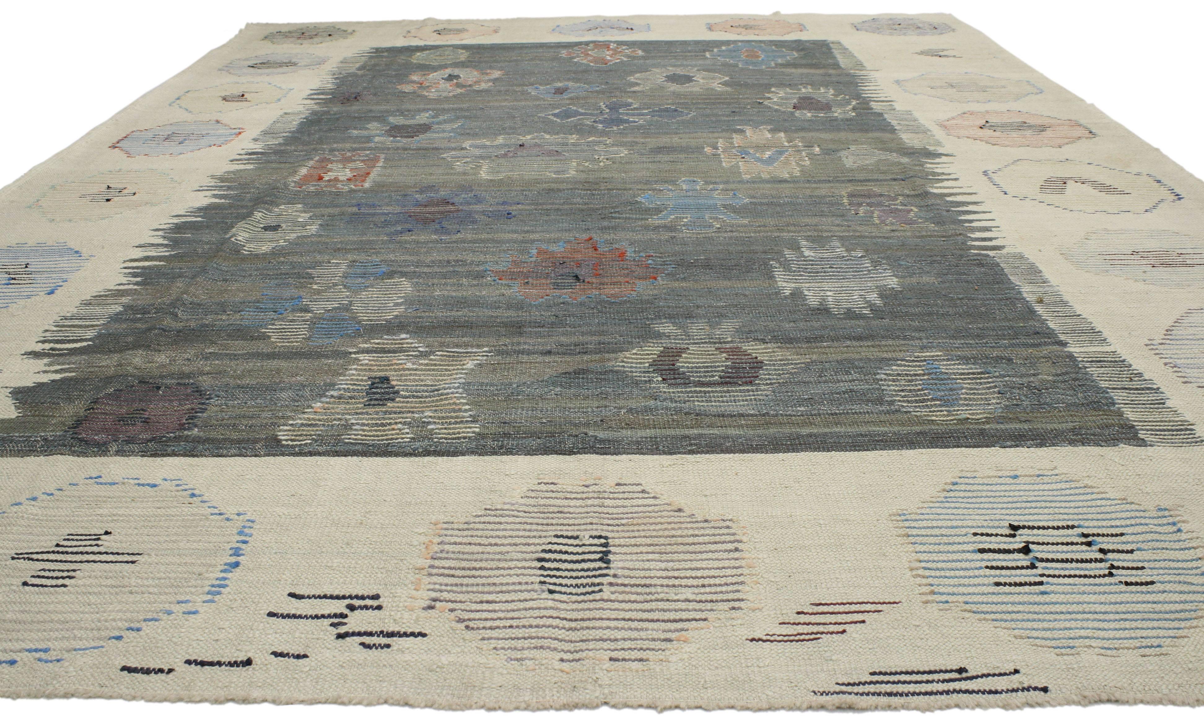 New Contemporary Turkish Kilim Area Rug with Modern Tribal Style 6