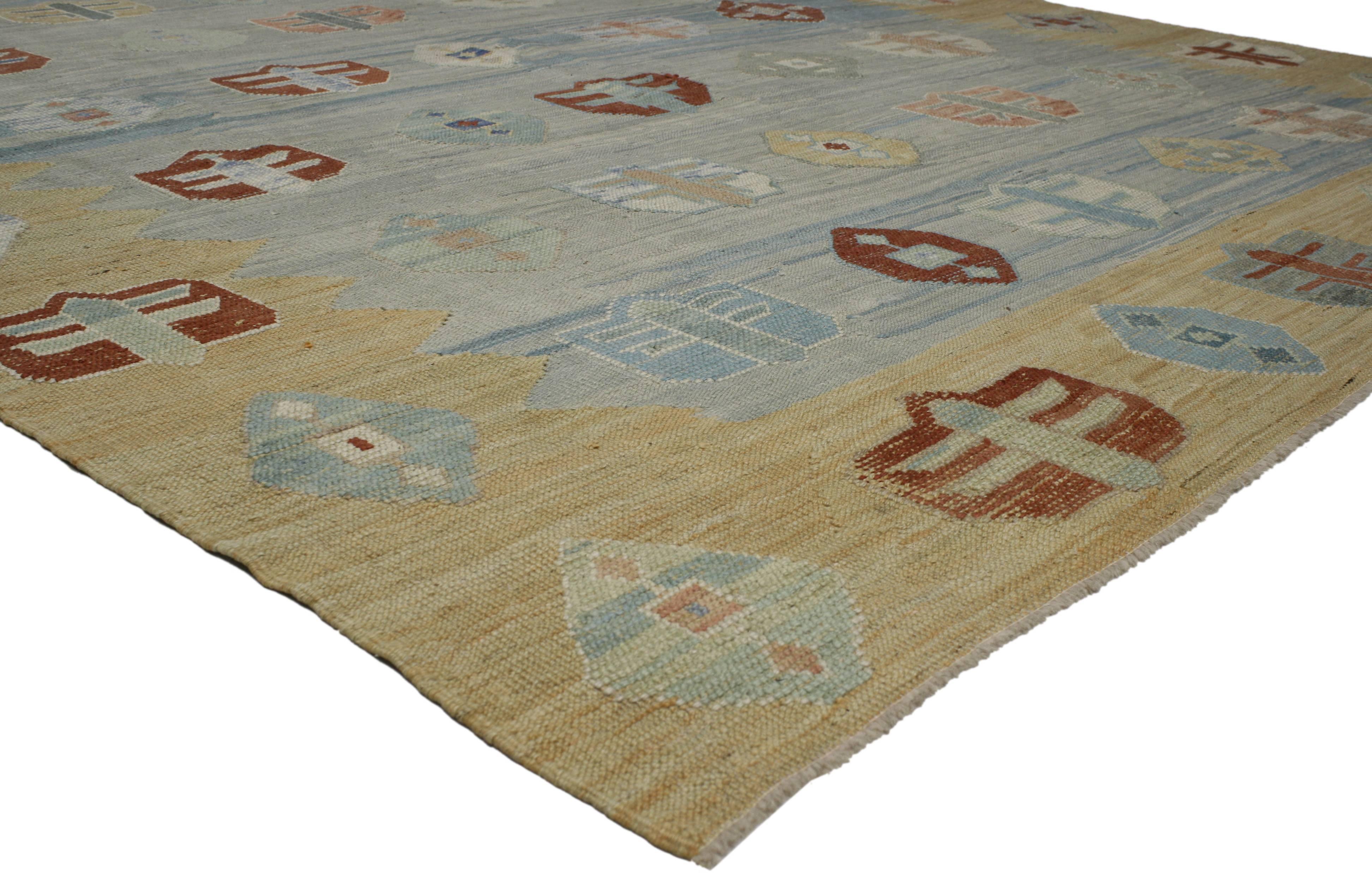 Hand-Woven Turkish Kilim Rug with Tribal Style