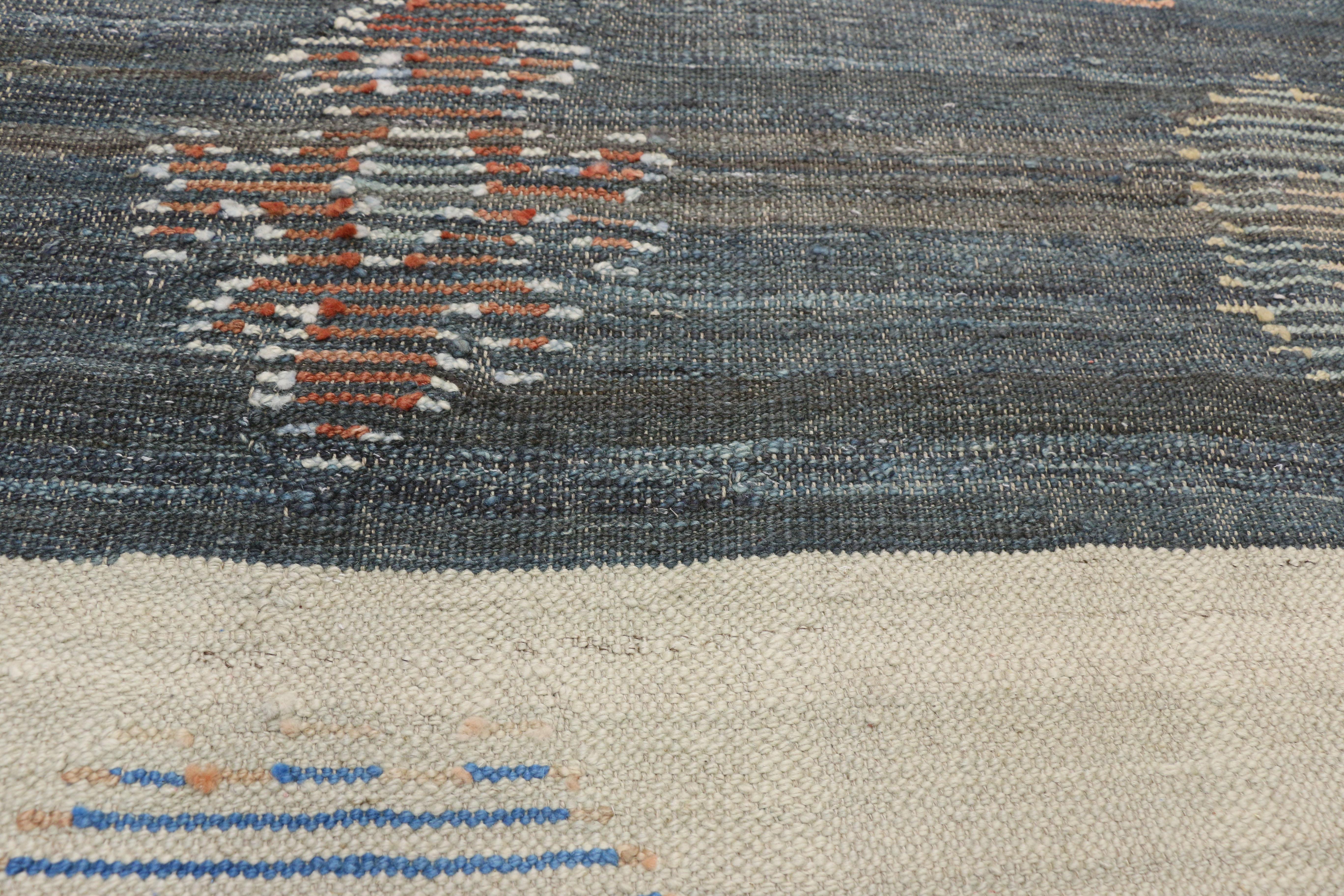New Contemporary Turkish Kilim Area Rug with Modern Tribal Style In New Condition In Dallas, TX